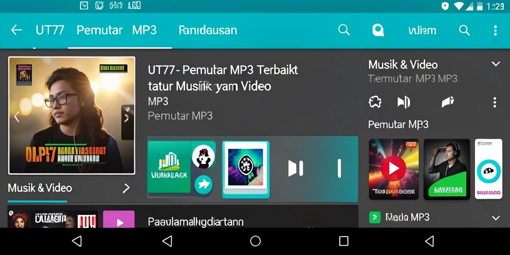 Antarmuka UT77 dengan fitur Pemutar MP3 yang menarik dan mudah digunakan.